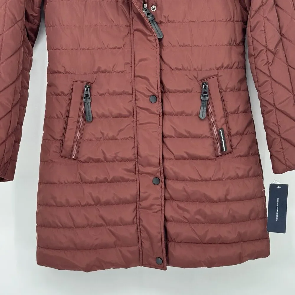 FRENCH CONNECTION Quilted Barn Jacket - Barn Red Size 4 US NWT - Picture 3 of 11